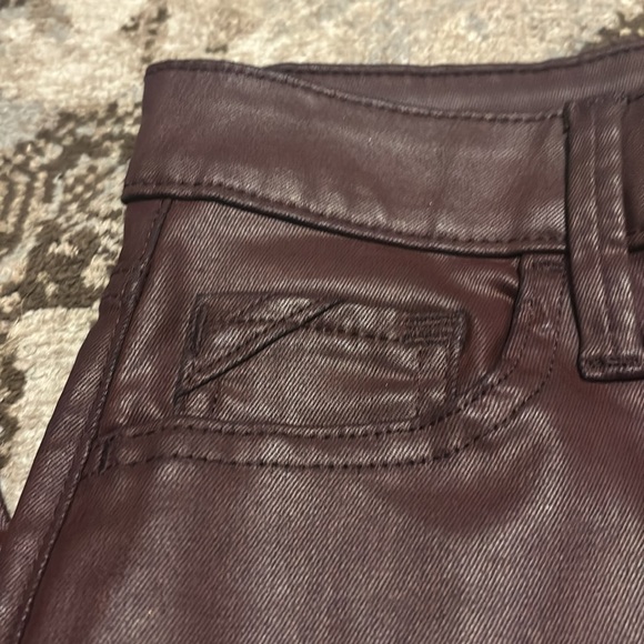 Edgerly waxed denim jeans maroon burgundy high rise slim straight leg ankle - Picture 3 of 6